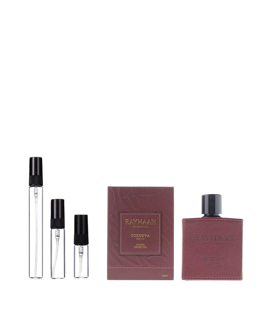 Rayhaan Cordova sample – decant naast de volle fles ter herkenning